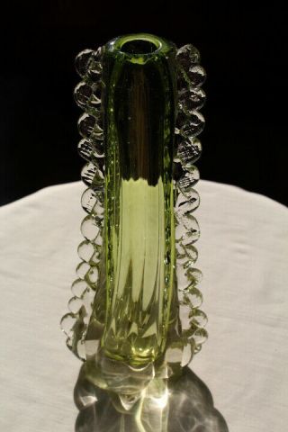 Rare Unique Clear Murano Italy Venetian Art Glass Vase; Vintage - 60