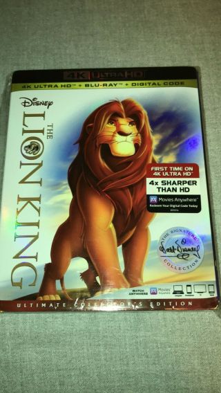 The Lion King (1994) (4k,  Blu - Ray) (includes Rare Slipcover,  No Digital)