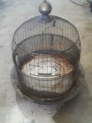 Antique Brass Pedestal Bird Cage Made By Hendryx Bee Hive Fair Tlc Needed Art