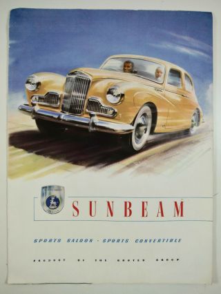 Rare Sunbeam Sports Car Dealers Sales Brochure 1954 Saloon Convertible Mark Iii