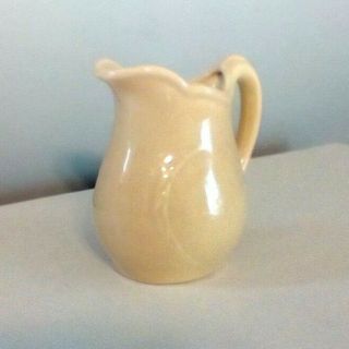 Antique Glazed Yellow Pottery Spouted Jug/Cream/Buttermilk Pitcher 1940 ' s 2