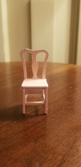 Vintage Tootsie Toy Dollhouse Miniature Pink Metal Chair