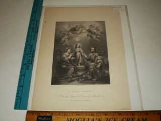 Rare Antique 1855 A Holy Family J Rogers Engraving Art Print J & F Tallis London