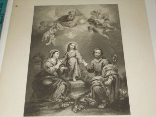 Rare Antique 1855 A Holy Family J Rogers Engraving Art Print J & F Tallis London 2