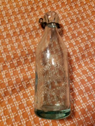 Antique Henry Evers 49 Monroe St York Clear Glass Soda Or Beer Bottle