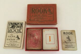 RARE Vintage 30 ' s ROOK Antique Card Game Parker Bros Box Instructions 2