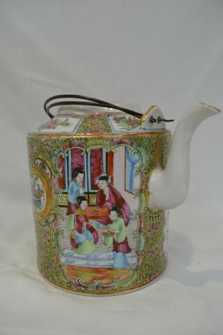 Antique Chinese Canton Enamelled Famille Rose Porcelain Teapot