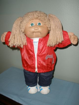 Cabbage Patch Doll,  16 ",  Beige Short Curly Hair W/ Two Ponytails,  Green Eyes