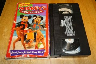 Disney Mickeys Fun Songs: Beach Party At Walt Disney World (vhs,  1994) Kids Rare