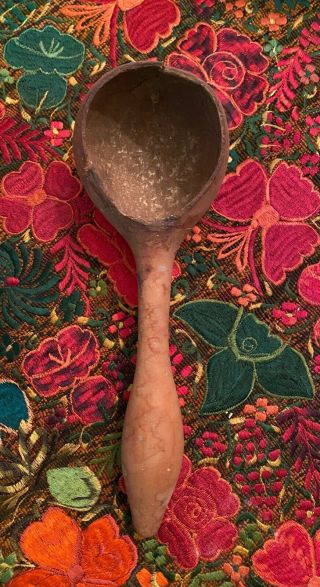 Antique Primitive Hand Carved Wooden Spoon Ladle Scoop