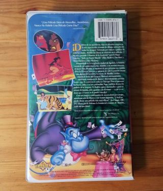 Walt Disney ' s Aladdin on VHS Clamshell Spanish Language Espanol Verison Rare 2
