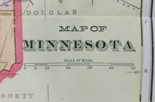 Vintage 1900 Minnesota Map 14 " X22 " Old Antique Duluth Grand Marais Winona