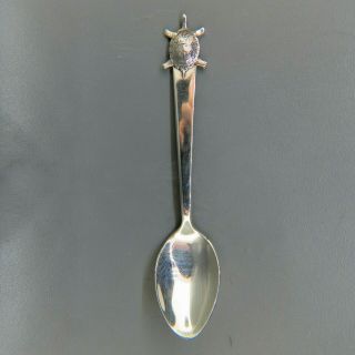 Sterling Souvenir Spoon Figural Turtle On Handle