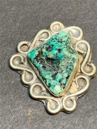 Antique Native American Silver And Turquoise Plaque