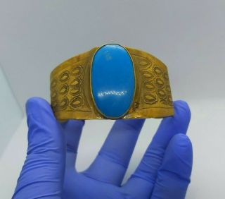Rare Ancient Viking Bracelet Bronze Blue Stone Artifact Authentic Very Stunning