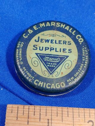 Antique - Vtg Jewelers Supplies C&e Marshall Chicago Powder Pill Box Trinket Ring