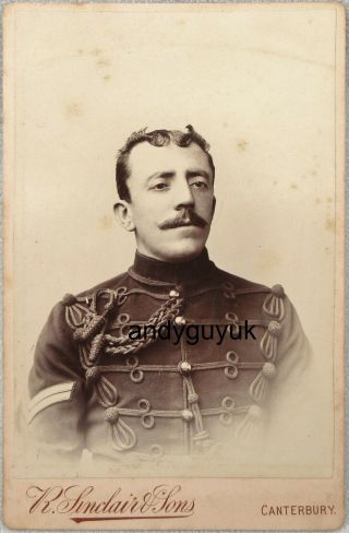 Cabinet Card Soldier Hussar Uniform Canterbury Antique Victorian Photo Military