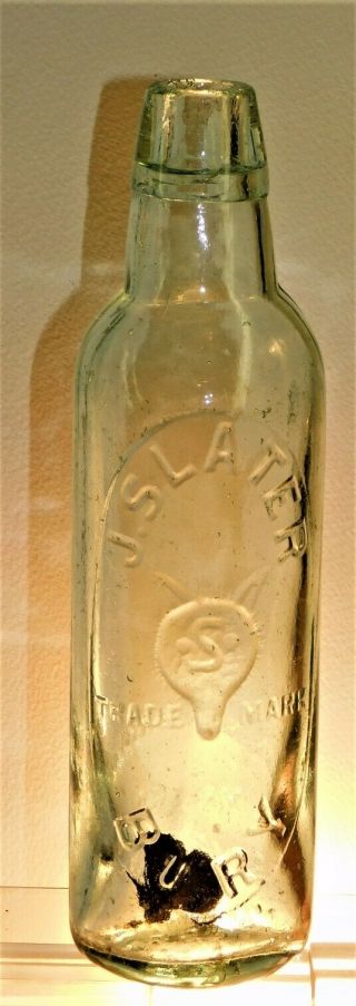 A.  A.  Antique Bottle Fox Head T.  M J Slater Bullet Stopper Lamont Old Bottle 1880 