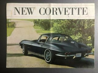 1963 Chevrolet Corvette Split Window Showroom Sales Brochure Rare Awesome Vg