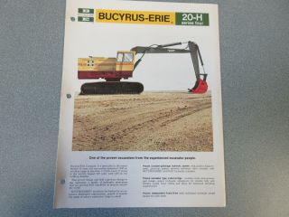 Rare Bucyrus - Erie 20 - H Crane & Excavator Sales Brochure 1974