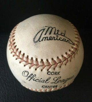 Rare Vintage Mid American Official League Baseball Aaa Cork & Horsehide Made In