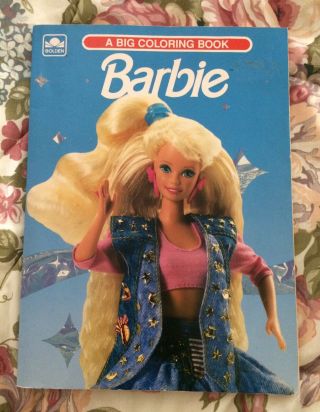 Vintage Barbie 1998 A Big Coloring Book Golden Beach Ken Doll Mattel Vtg