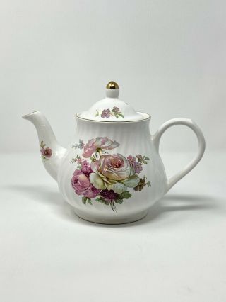 Arthur Wood Son Staffordshire England Teapot 6412 Rose Floral Porcelain Antique