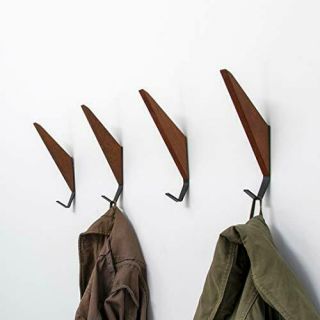 Mid - Century Coat Hooks Modern Teak Wood Wall (set Of 2) Office Products