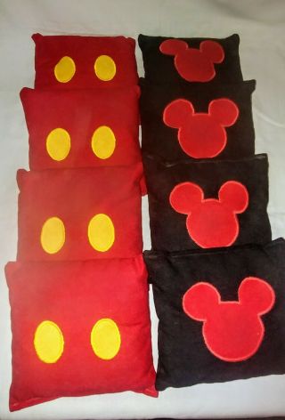 Disney Mickey Mouse Corn Hole Set Of 8 Bags 4 Red Yellow And 4 Black Red Rare