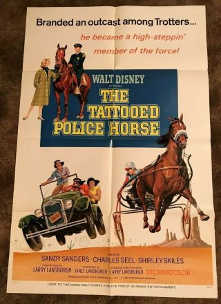 The Tattooed Police Horse Rare Harness Racing Orig 1964 1 - Sheet Movie Poster