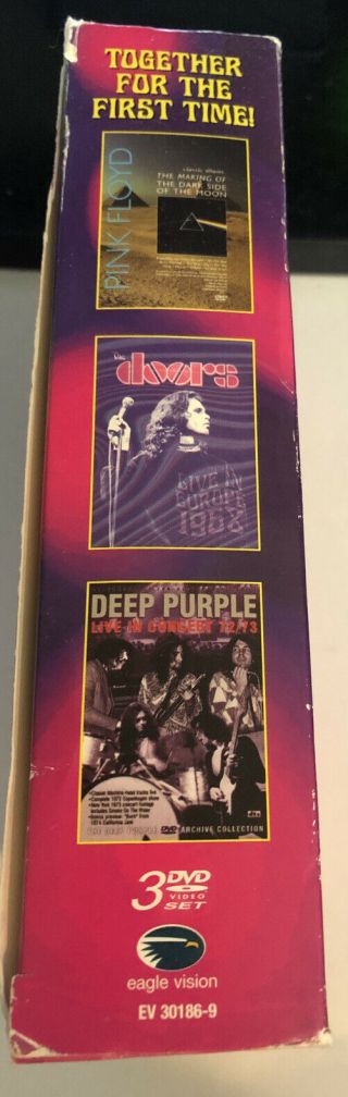 RARE 3 DVD Rock N Roll Box Set Pink Floyd The Doors Live 1968 Deep Purple 72/73 2