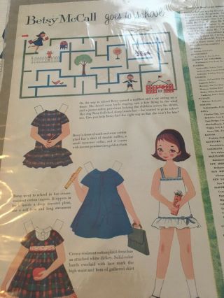1963 Vintage Betsy Mccall Goes To School Paper Dolls Uncut