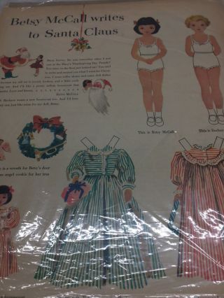 1962 Vintage Betsy Mccall Writes To Santa Claus Paper Dolls Uncut