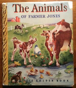 Rare Vg 1942 Hc Dj Edition Little Golden Book Animals Of Farmer Jones R Freund