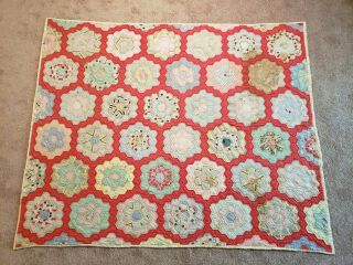 Antique Hand Quilted Vibrant Cotton Grandmother 