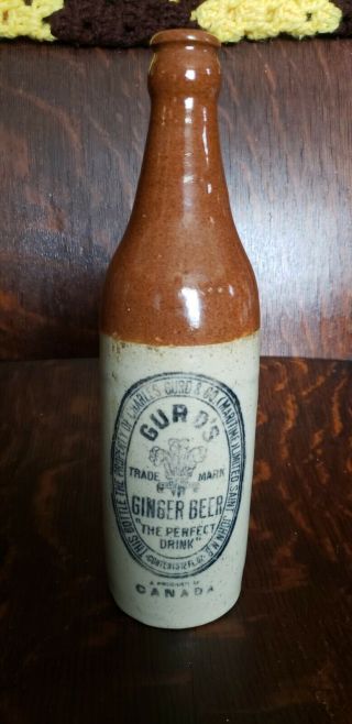 Rare Vintage Antique Canadian Two Toned Stone Ginger Beer Bottle Gurds