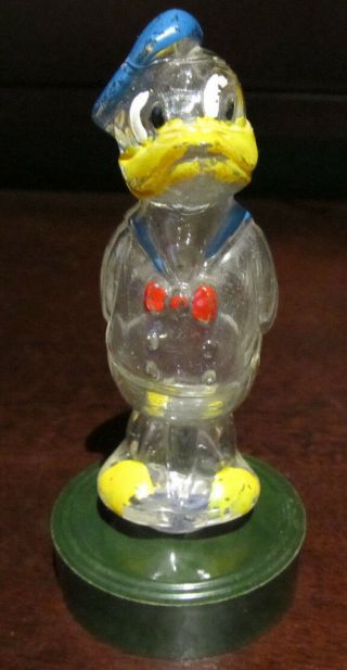 Rare Disney Vintage Old Glass Donald Duck Figure Statue Display