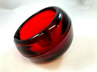 Viking Glass Rare Ruby Red Orb Ashtray Mid Century Modern One Rest