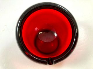 Viking Glass Rare Ruby Red Orb Ashtray Mid Century Modern One Rest 2