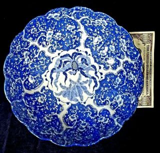 Antique Chinese Or Japanese Blue & White Porcelain Bowl W Phoenix Signed Bottom