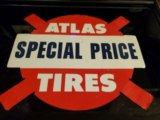 Vintage Rare Tin Advertisement Sign For Atlas Tires