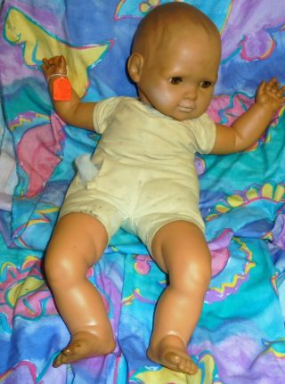 Vintage Large 24 Inch Baby Doll With Cloth Body And Vinyl Limbs