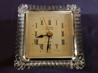 Vintage Rare Crystal Legends 24 Lead Crystal Clock Desk Mantle By Godinger