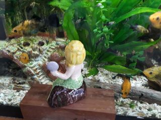 Vintage Antique Aquarium Fishbowl Ceramic Bisque Blond Haired Mermaid - Mirror 3