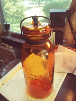 Amber Golbe Fruit Jar Very Rare 1/2 Gallon