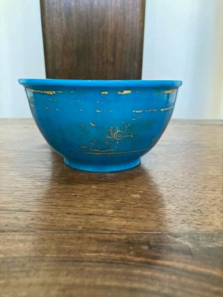 Rare and unusual old Chinese gilt decorated blue Peking glass bowl 2