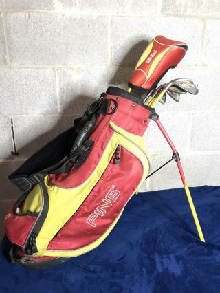 Ping Pal Junior Youth Jr Kids Left Hand Golf Clubs W/ Stand Bag Age 6,  Rare