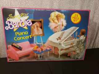 Star Barbie Doll Piano Concert Furniture Set Mattel Arco 7314 Nrfb