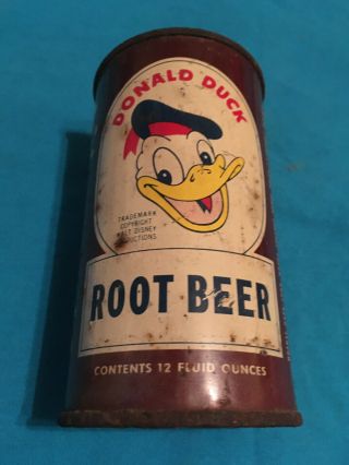 Donald Duck Root Beer Flat Top Soda Can Vintage And Rare Bright Colors Decent