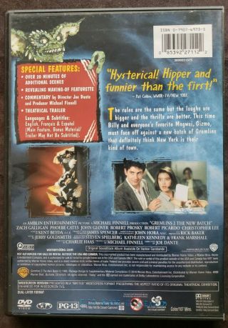 Gremlins 2: The Batch (DVD 2010 Widescreen) 1990 Phoebe Cates Rare HTF VGC 2